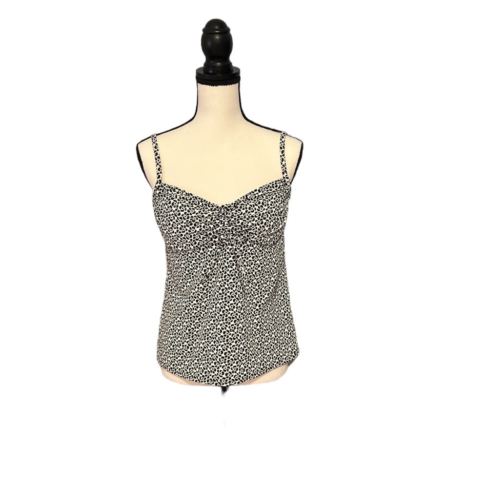 Lands End black/white ladies size 12 tankini swim top.
